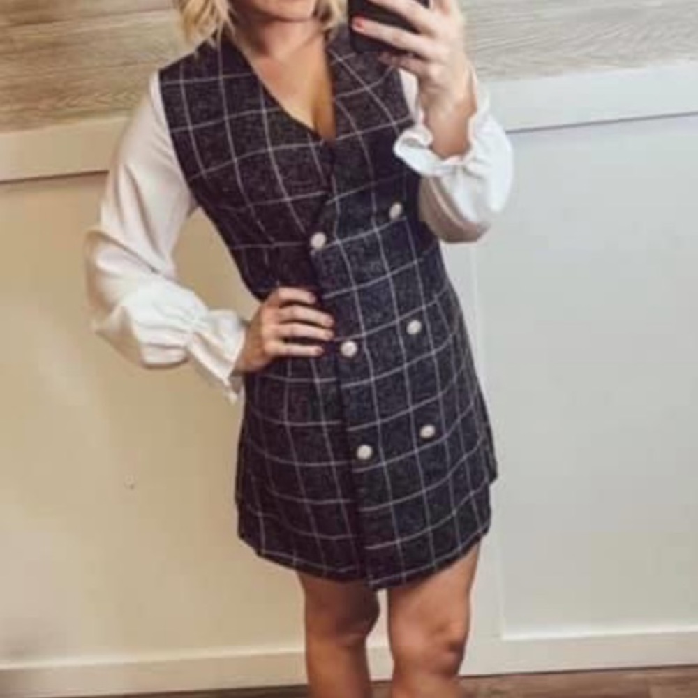 Plaid Button Dress